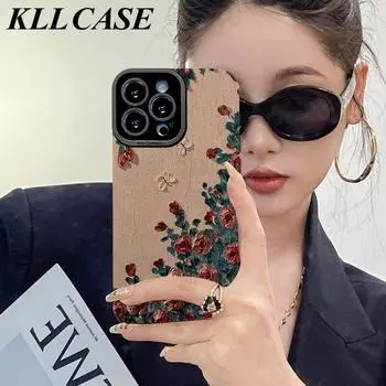 Винтажный чехол для iPhone в стиле масляной живописи с розами для Apple Phone, iPhone 15 14 13 12 11 Xs Max 15 Promax Cover Apple 15