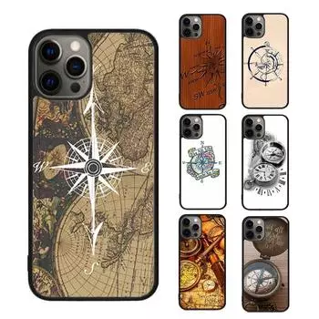 Винтажный чехол для телефона «Компас Wanderlust Map» для iPhone 13 Pro Max Coque 12 11 Pro Max 8 PLUS 7 6S XR X XS mini se Fundas iPhone 5 5s