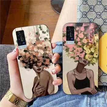 Винтажный чехол для телефона с цветочным рисунком и масляной краской для VIVO Y95 Y93 Y31 Y20 V19 V17 V15 Pro X60 NEX, мягкий черный чехол для телефона VIVO Y95