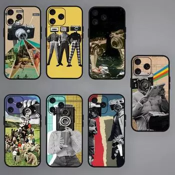 Винтажный чехол для телефона с изображением людей и коллажей для iPhone Mini 11 12 13 14 15 Pro XS Max X Plus SE XR, черный мягкий корпус iPhone13mini