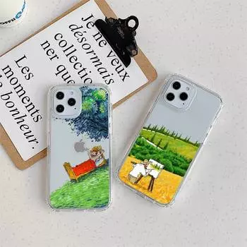 Винтажный чехол для телефона с изображением Ван Гога и пейзажем для iPhone 11 12 Mini 13 14 Pro XS Max X 8 7 6s Plus 5 SE XR Прозрачный чехол iPhone7plus