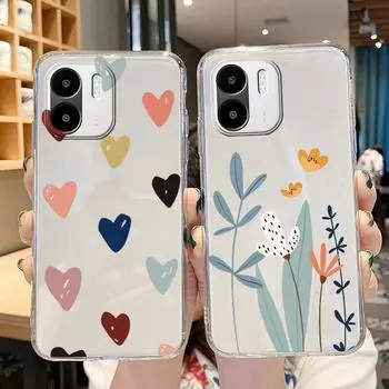 Винтажный чехол с цветами для девочек для Redmi A1 A2, прозрачный чехол, мягкий чехол из ТПУ с мультяшным узором, чехол для Redmi A1, чехол A 2, тонкая противоударная защитная задняя сумка Redmi A1