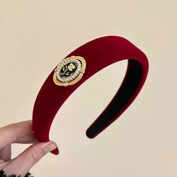 Винтажный черный бархатный ободок для волос с жемчужным цветком, элегантный широкий боковой эластичный губчатый толстый головной убор, аксессуары для волос для женщин