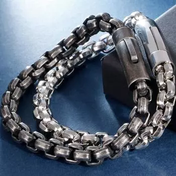 Винтажный черный мужской браслет из нержавеющей стали, мужской браслет с цепочкой шириной 8 мм, мужские браслеты на запястье, лучшие друзья, подарки для него, мужа 20CM серебряный