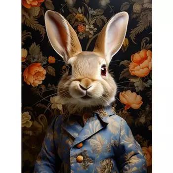 Винтажный цветочный благородный кролик заяц зайчик жираф медведь портрет животные плакат холст живопись настенное искусство картины декор для дома комнаты 21cm30cm NoFrame
