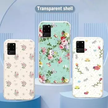 Винтажный цветочный чехол для телефона Samsung Galaxy S10 S21 S22 Plus Ultra A91 A51 A21S A12 Прозрачный чехол для телефона Galaxy S30