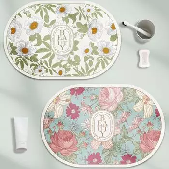 Винтажный цветочный мягкий диатомовый грязевой коврик для пола в ванной комнате туалет туалетная дверь коврик для пола впитывающий нескользящий коврик 40*60cm