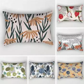Винтажный цветочный прямоугольный чехол для подушки 30x50 см, полиэстер, чехол для диванной подушки, очаровательные листья, подсолнечник, наволочка, декоративная домашняя наволочка 30X50cm