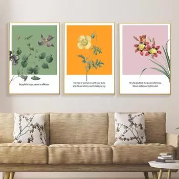 Винтажный цветок, библейский стих, плакат, скандинавская цитата, настенное искусство, интерьер, декоративные картины, холст, картина, эстетический декор для гостиной 21x30cm No Framed