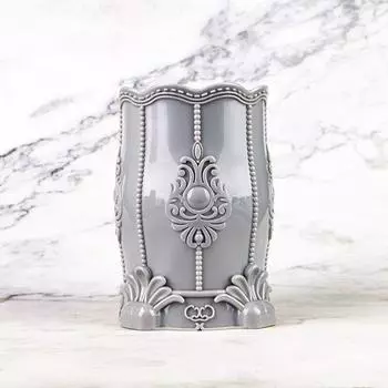 Винтажный цветок с резным узором, коробка для хранения кистей для макияжа, ручка-кисть, держатель для карандашей, контейнер, настольный органайзер, подарок серый