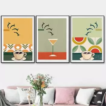 Винтажный Дайвинг Коктейль Кофе Интересный Абстрактное Настенное Искусство Холст Картина Плакат 21cm30cm NoFrame