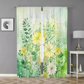 Винтажный декор для гостиной в стиле бохо, элегантные шторы с принтом роз, легко повесить на окно гостиной или спальни, 2 шт. 100W130H(CM)40x51in&rod pocket