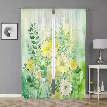 Винтажный декор для гостиной в стиле бохо, элегантные шторы с принтом роз, легко повесить на окно гостиной или спальни, 2 шт. 100W130H(CM)40x51in&rod pocket