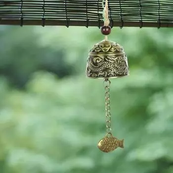 Винтажный декор колокольчиков ветра, вырезанный из цинкового сплава, садовый колокольчик для двора Fish