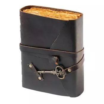 Винтажный деревенский кожаный журнал с дизайнерским замком, антикварная пустая бумажная книга 7 x 5 in чёрный