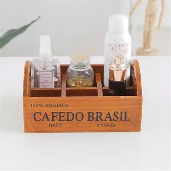 Винтажный деревянный косметический ящик для хранения с несколькими отделениями для хранения предметов первой необходимости 20*15*6CM хаки