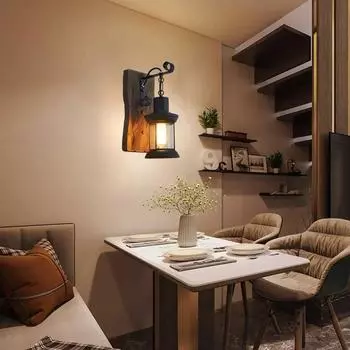 Винтажный деревянный настенный светильник E27 промышленный ресторан гостиная креативный коридор фон настенный декоративный светильник No light bulb