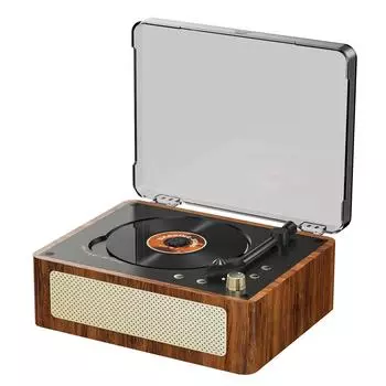 Винтажный деревянный проигрыватель компакт-дисков, встроенный стереодинамик HIFI, портативный плеер BT для дома коричневый