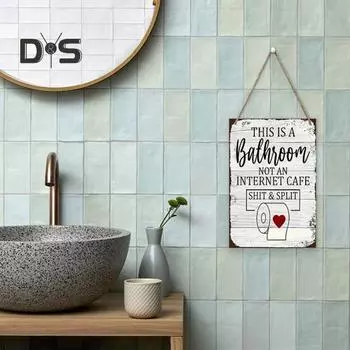 Винтажный деревянный знак саркастический подвесной знак вечеринка настенный художественный декор знак для посторонних вход ванная комната двор декор 1pc