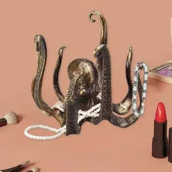 Винтажный держатель для кружки в виде осьминога, смоляная фигурка морского животного, кухонная столешница, органайзер для кофейной чашки, вешалка, подставка чёрный