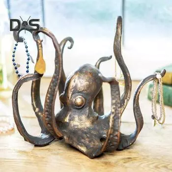 Винтажный держатель для кружки в виде осьминога, фигурка морского животного из смолы, кухонная столешница, органайзер для кофейной чашки, вешалка, подставка, украшение для дома и улицы чёрный
