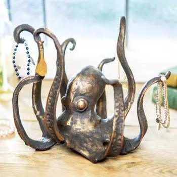 Винтажный держатель для кружки в виде осьминога, фигурка морского животного из смолы, кухонная столешница, органайзер для кофейной чашки, вешалка, подставка, украшение для дома и улицы