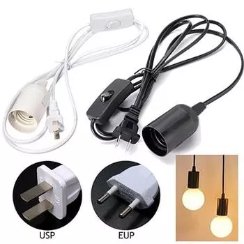 Винтажный держатель для лампочки E27 6 футов, подвесной шнур с выключателем US чёрный