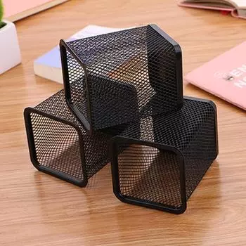 Винтажный держатель для ручек из железной сетки - небольшой свежий студенческий настольный органайзер для канцелярских принадлежностей round чёрный