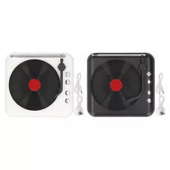 Винтажный динамик BT, мини-инновационный небольшой динамик, винтажный проигрыватель пластинок, динамик для домашнего офиса Black