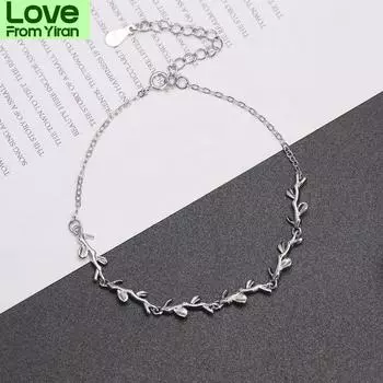 Винтажный дизайн 925 стерлингового серебра лист браслет и браслет для женщин девушки свадьба рождественский подарок ювелирные изделия