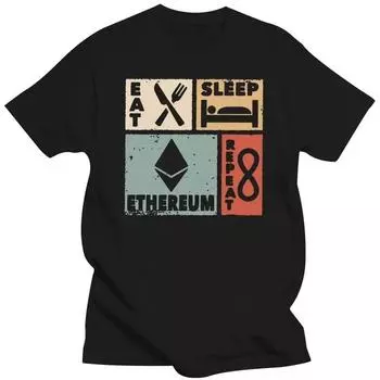 Винтажный дизайн Ethereum Unisexs Футболки Хлопковая футболка Blockchain Crypto Cryptocurrency Футболка с коротким рукавом Модная футболка Одежда 4XL