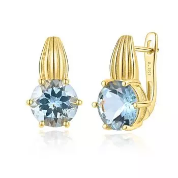 Винтажный дизайн, серьги с натуральным небесно-голубым топазом, настоящий драгоценный камень для женщин, серебро 925 пробы, модные украшения, повседневная одежда M синий