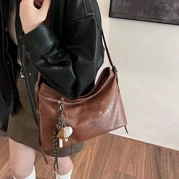 Винтажный дизайн сумка под мышкой женская большая вместимость модная наплечная сумка сумка-мессенджер для поездок на работу no pendant коричневый