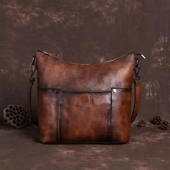 Винтажный дизайн сумки через плечо для мужчин и женщин из натуральной кожи, сумка-мессенджер через плечо, модный кошелек на молнии GZW 27cm*27.5cm*11cm чёрный