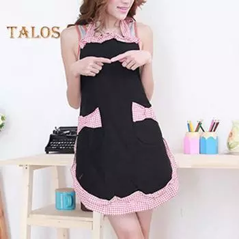 Винтажный фартук для кухни в стиле ретро, фартук для выпечки, регулируемый шейный ремешок, халат для готовки на День матери, подарок чёрный/синий