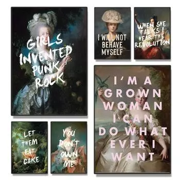 Винтажный феминистский холст, постер, принты с цитатами, настенные художественные фотографии, ретро классические европейские женские текстовые картины, домашний декор для гостиной 21x30 No Frame белый