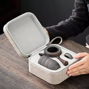 Винтажный фиолетовый керамический чайный сервиз для путешествий на открытом воздухе, портативный чайный сервиз для кунг-фу, чайник, маленькая упаковка, подарок на день рождения