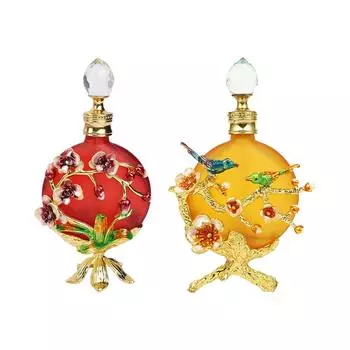 Винтажный флакон для духов 30 мл праздничный подарок с цветами декор ремесла ретро декоративный стеклянный флакон пустой многоразовый флакон для духов жёлтый