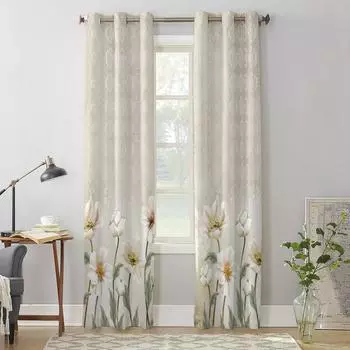 Винтажный фон с цветами, оконная занавеска для гостиной, роскошная занавеска с балдахином для спальни, дома, кухни, Декор, занавеска 135W x 60H(cm) x1