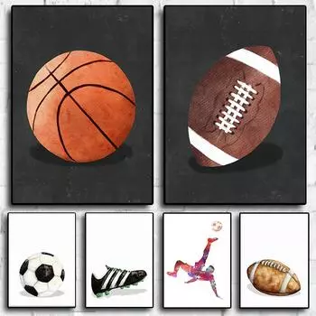 Винтажный футбольный баскетбольный постер, настенное украшение, иллюстрированная газета, скандинавский стиль, современное украшение для дома, гостиной 21cm30cm NoFrame