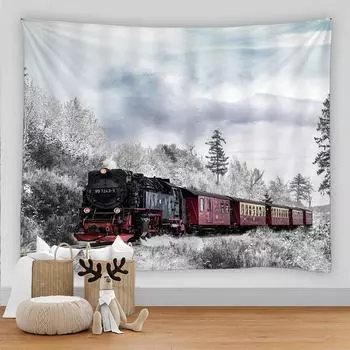 Винтажный гобелен с паровым двигателем, поезд, спальня, гостиная, общежитие, мандала, хиппи, стиль бохо, домашний художественный декор, настенное покрытие 100X75CM