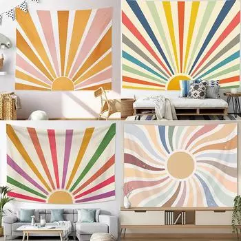 Винтажный гобелен «Солнце» для украшения офиса, гостиной, настенный гобелен для дома 100x75cm