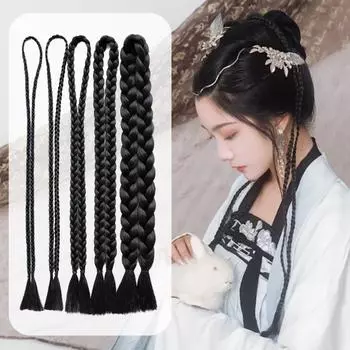 Винтажный головной убор плетеные волосы веревка длинные плетеные волосы ханьфу косплей волосы парик с закрученной косой 3CM