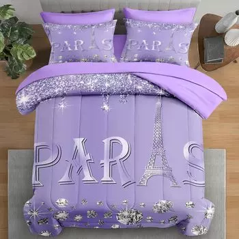 Винтажный городской комплект постельного белья для детей и взрослых, комплекты простыней с Эйфелевой башней и наволочками для декора спальни 135x200cm