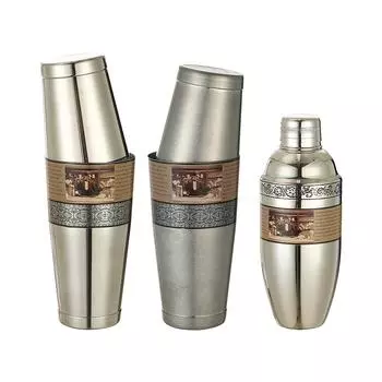 Винтажный гравированный шейкер для коктейлей Chaplin Bar, шейкер Boston, профессиональный шейкер для коктейлей для бармена