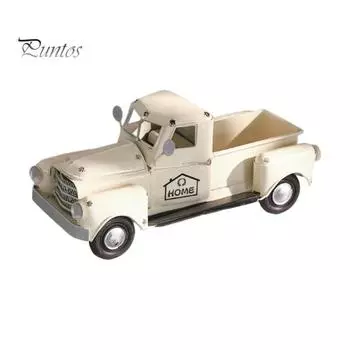 Винтажный грузовик, украшение, металлический грузовик, центральный элемент с подвижными колесами, коллекционное ретро-украшение для грузовика, многоярусный поднос, декор стола в фермерском доме белый
