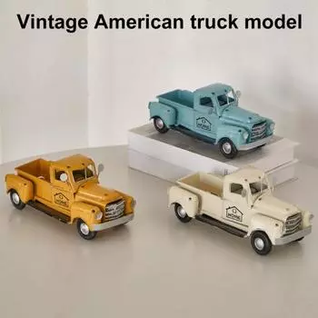 Винтажный грузовик, украшение, металлический грузовик, центральный элемент с подвижными колесами, коллекционное ретро-украшение для грузовика, многоярусный поднос, декор стола в фермерском доме белый