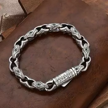 Винтажный хип-хоп браслет с узором сорняков для мужчин, модный панк-циркон, ювелирный аксессуар 18cm