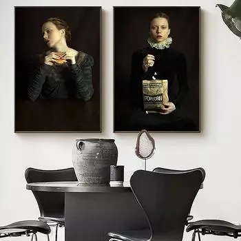 Винтажный холст для девочек в европейском французском стиле, простой настенный художественный принт, женская картина для кухни, гостиной, домашнего декора, Cuadros 21x30cm No Framed