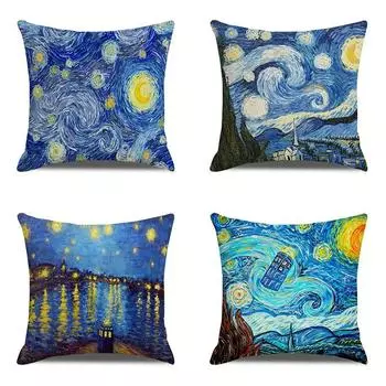 Винтажный художественный чехол для подушки Ван Гог, картина маслом с принтом, чехол для диванной подушки, наволочка, домашний декор, вечерние автомобильные постельные принадлежности 40x40cm